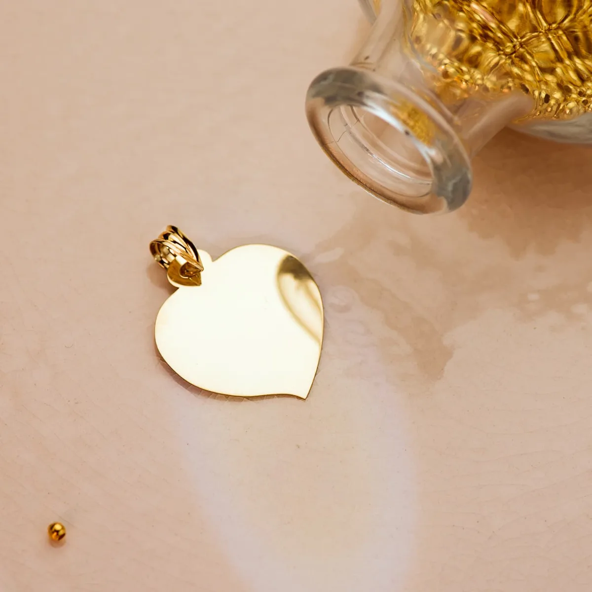 18K PLACA CHAPA ORO AMARILLO CORAZON BRILLO 26X23 MM C. AMOR — vista 2