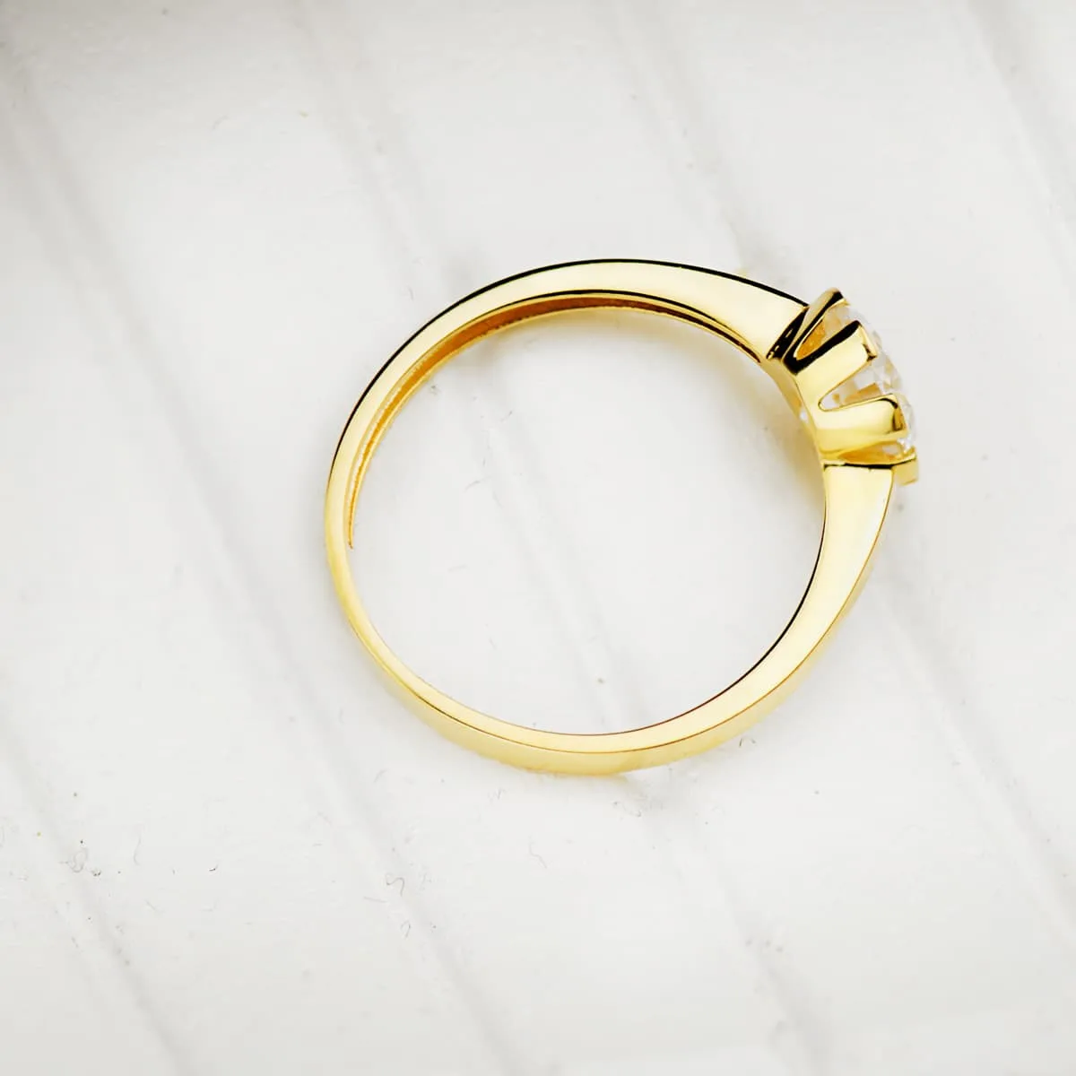 18K SOLITARIO ORO AMARILLO CIRCONITA GARRAS 6.5 MM ANCHO CUERPO 2 MM — vista 2