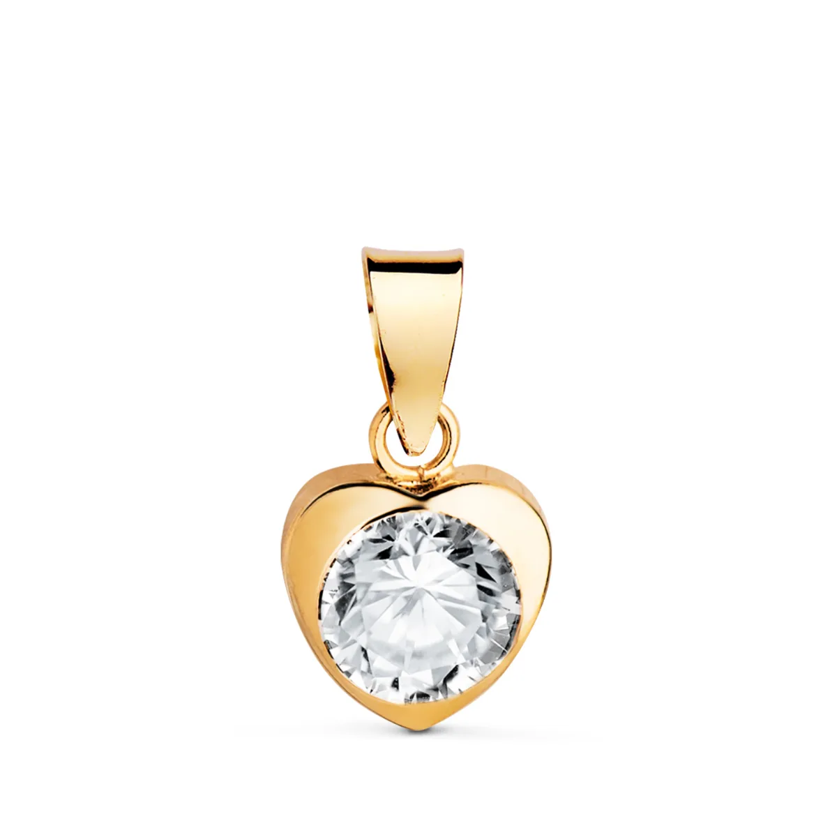18K COLGANTE ORO AMARILLO CHATON CORAZON CON CIRCONITA. MEDIDA: 7,5 X 7,5 MM C. AMOR