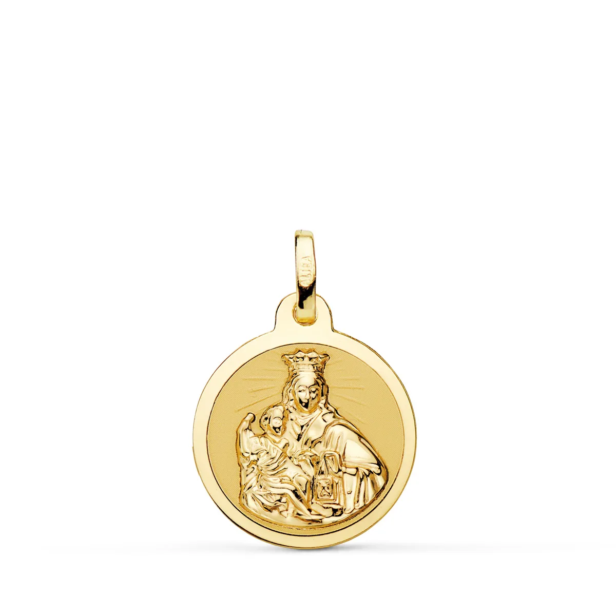 18K ESCAPULARIO ORO AMARILLO VIRGEN DEL CARMEN Y CORAZON DE JESUS EN BRILLO 16 MM — vista 2