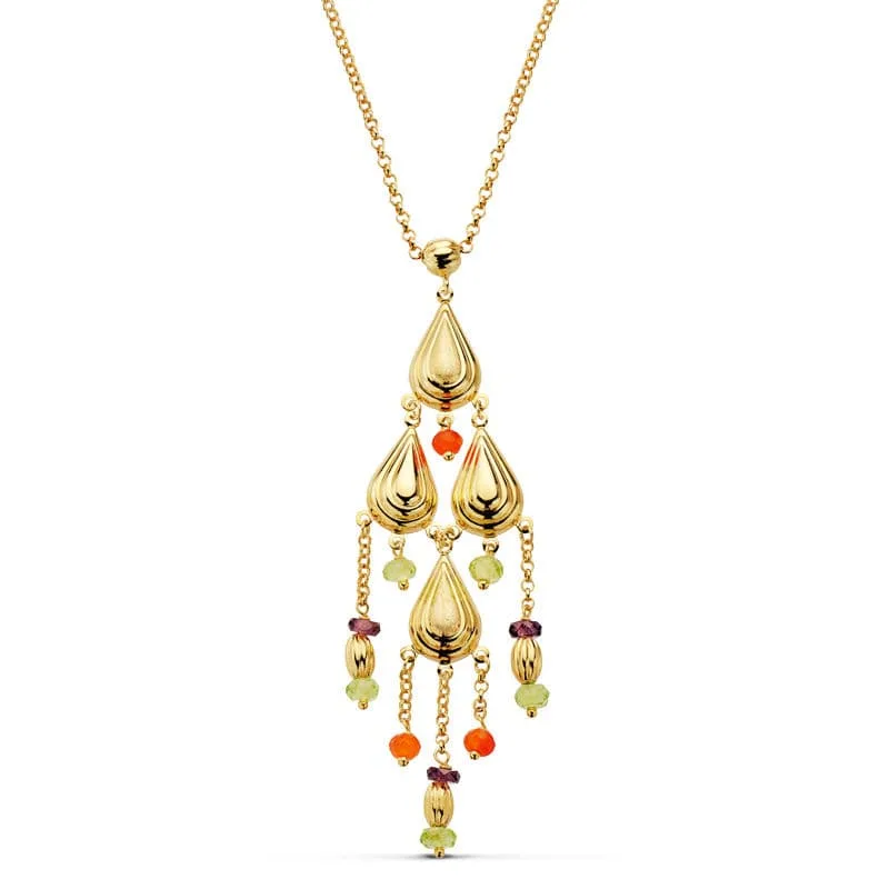 18K COLLAR PIEDRAS ORO AMARILLO 42CM