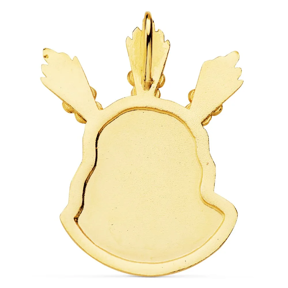 18K COLGANTE COLGANTE ORO AMARILLO CABEZA DE CRISTO  POTENCIAS 38X29 MM — vista 2