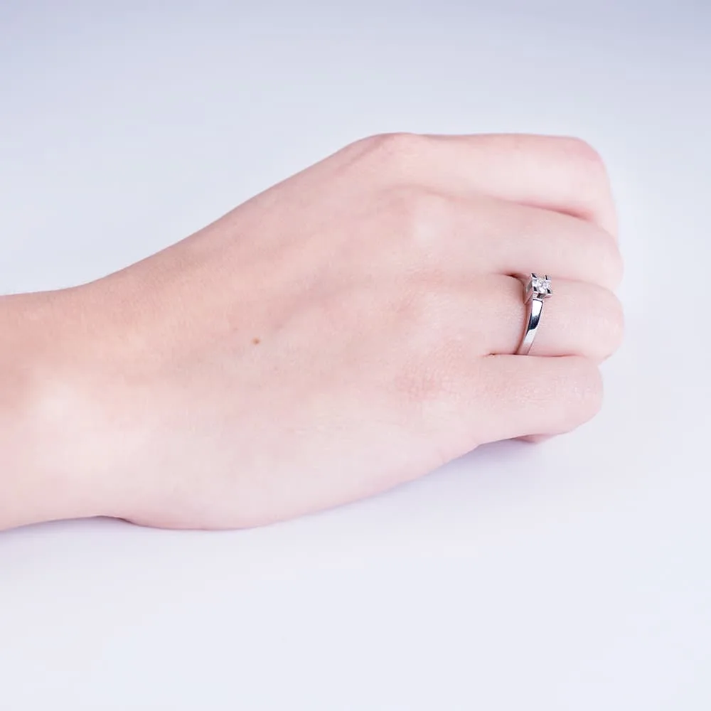 18K SOLITARIO ORO BLANCO DIAMANTE NATURAL TALLA BRILLANTE 0.200 QTS. SI-H — vista 3