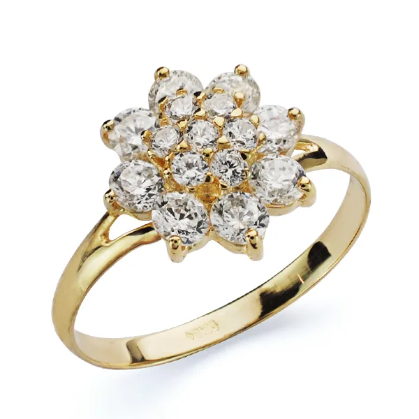 18K SORTIJA ORO AMARILLO CUAJO PIÑA CON CIRCONITAS. ANCHO: 12 MM