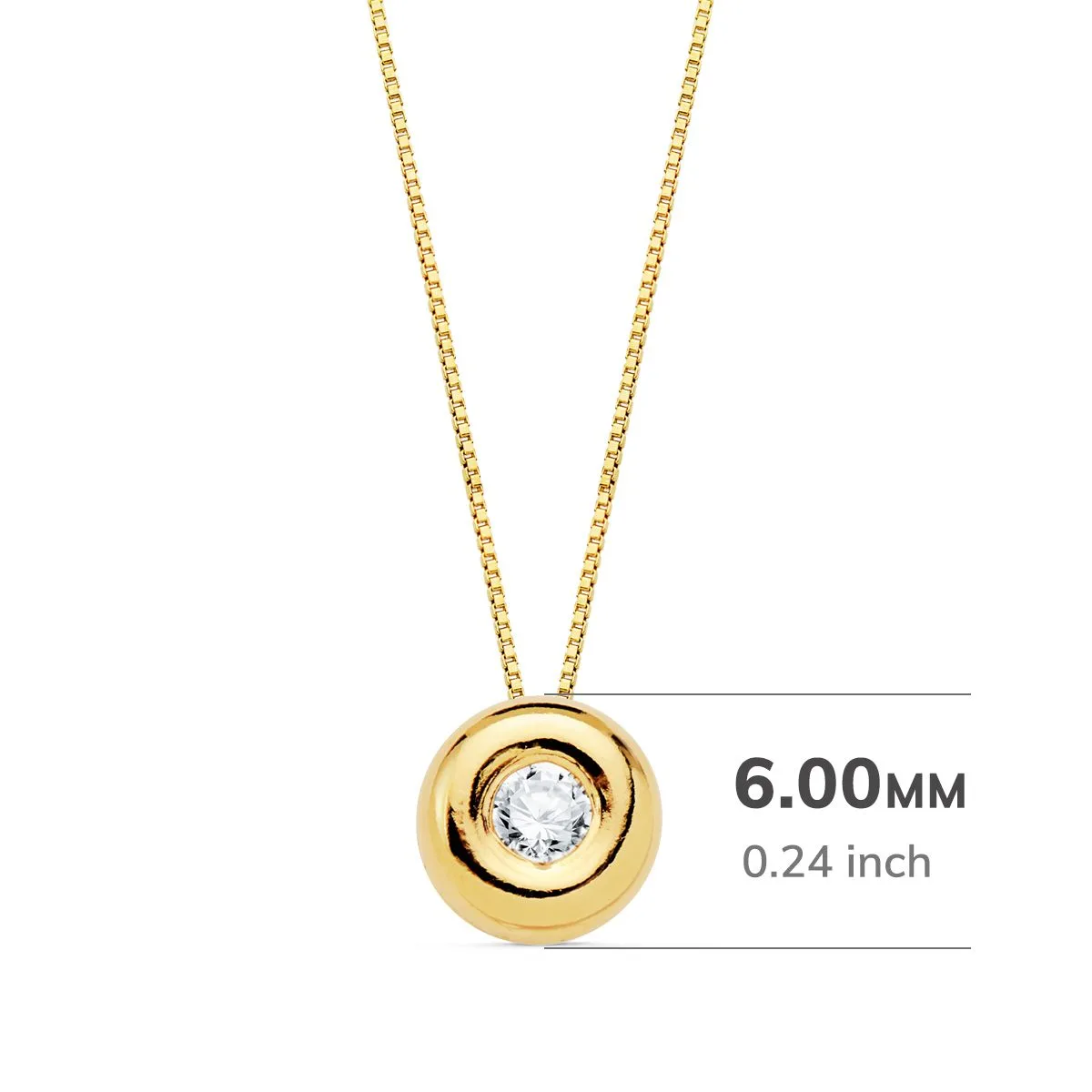 18K GARGANTILLA ORO AMARILLO CHATON 6 MM DIAMANTE LABORATORIO 2,20MM 0,050 QTS. G-VS2. CADENA 42CM — vista 2