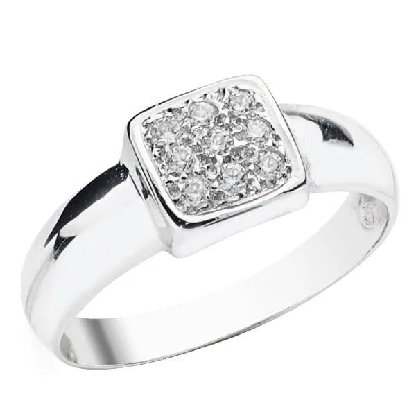 18K SORTIJA ORO BLANCO MACIZA CON CIRCONITA 7 MM