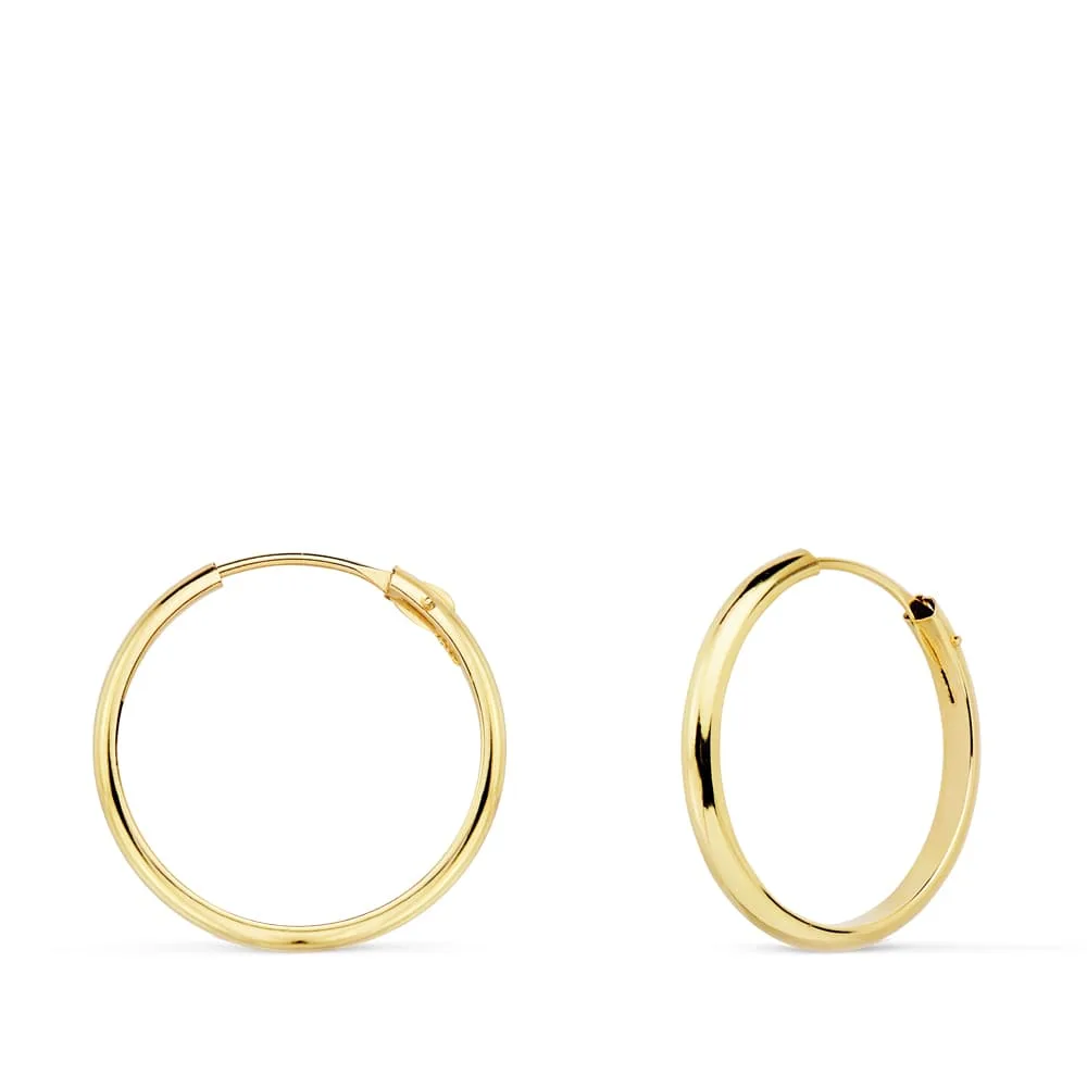 18K AROS ORO AMARILLO MEDIA CAÑA LISOS LIGEROS 18X2 MM