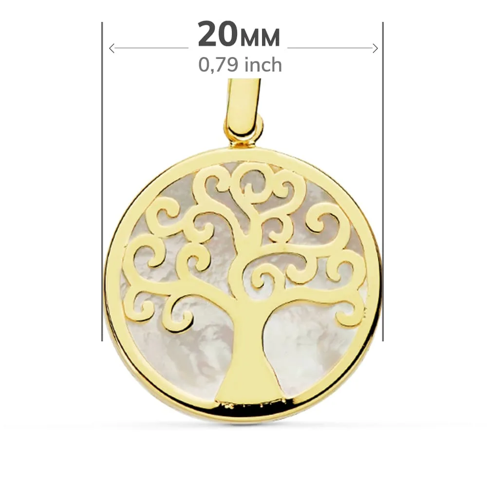 18K COLGANTE ORO AMARILLO NACAR ARBOL DE LA VIDA 20 MM — vista 2