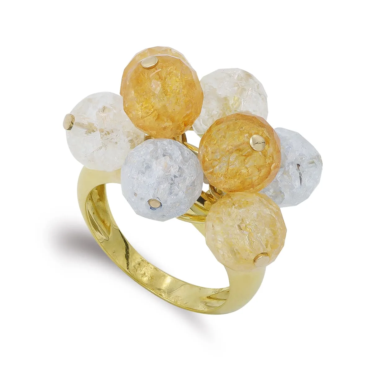 18K SORTIJA ORO AMARILLO PIEDRAS DE COLOR REDONDAS. ANCHO: 19 MM
