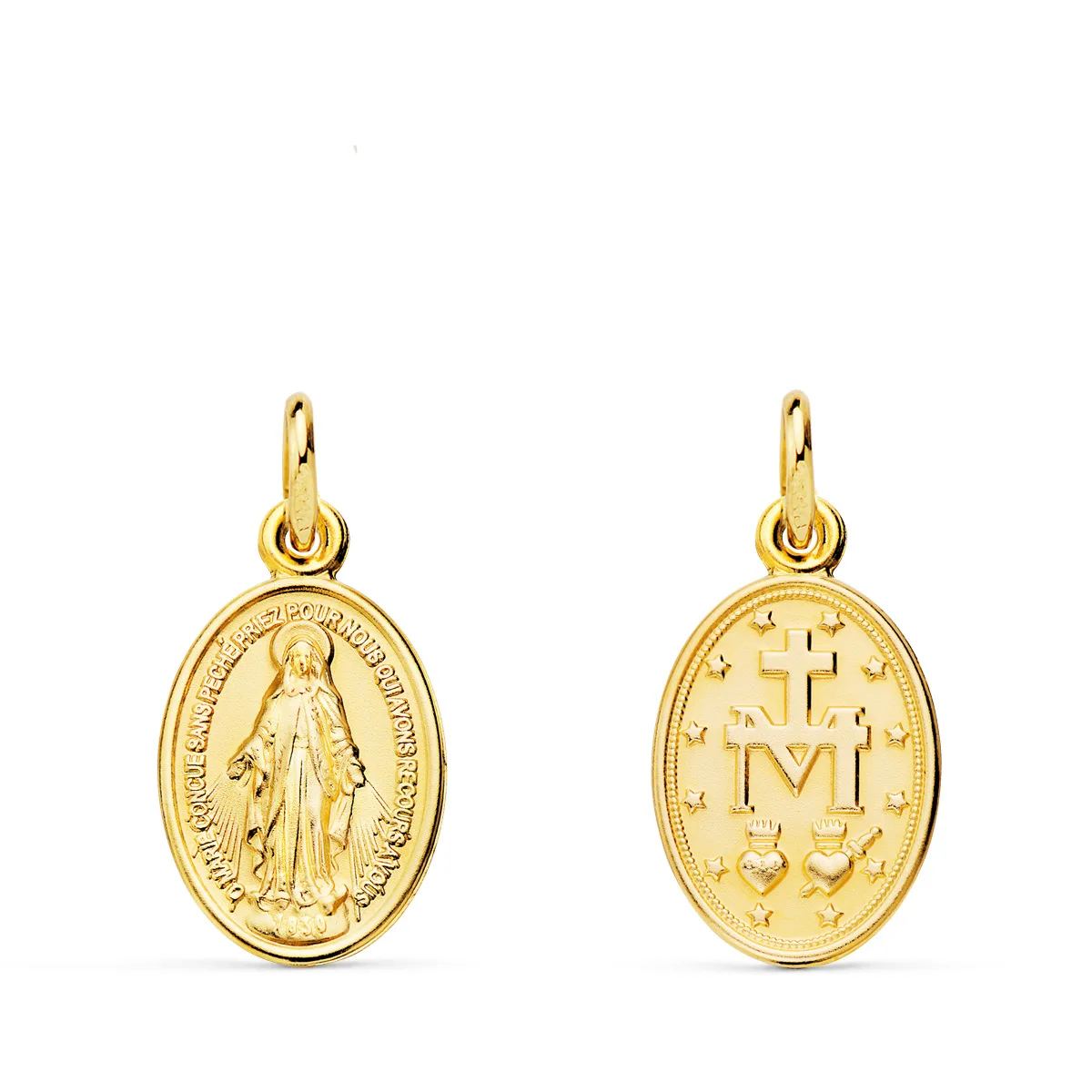 18K MEDALLA ORO AMARILLO VIRGEN MILAGROSA  OVAL 17 X 10 MM