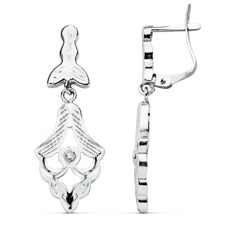 18K PENDIENTES CUBANAS ORO BLANCO 30X10 MM CIERRE CATALAN