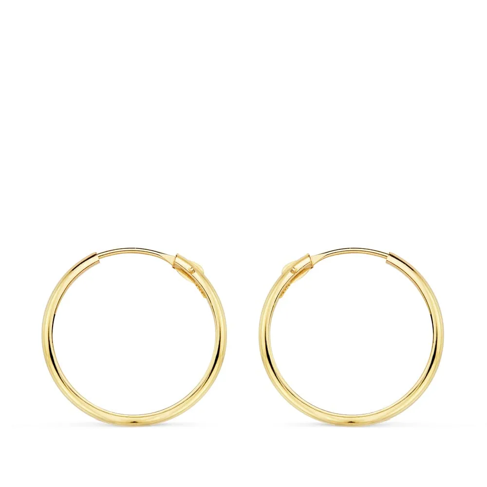 18K AROS ORO AMARILLO MEDIA CAÑA LISOS LIGEROS 18X2 MM — vista 3