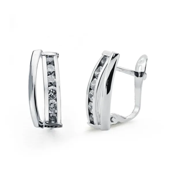 9K PENDIENTES ORO BLANCO CIRCONITA 15X5 MM CIERRE CATALAN