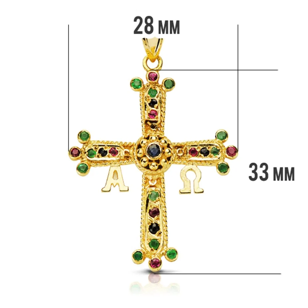 18K CRUZ DE COVADONGA O VICTORIA AMARILLO MEDIANA 33X27 MM — vista 2