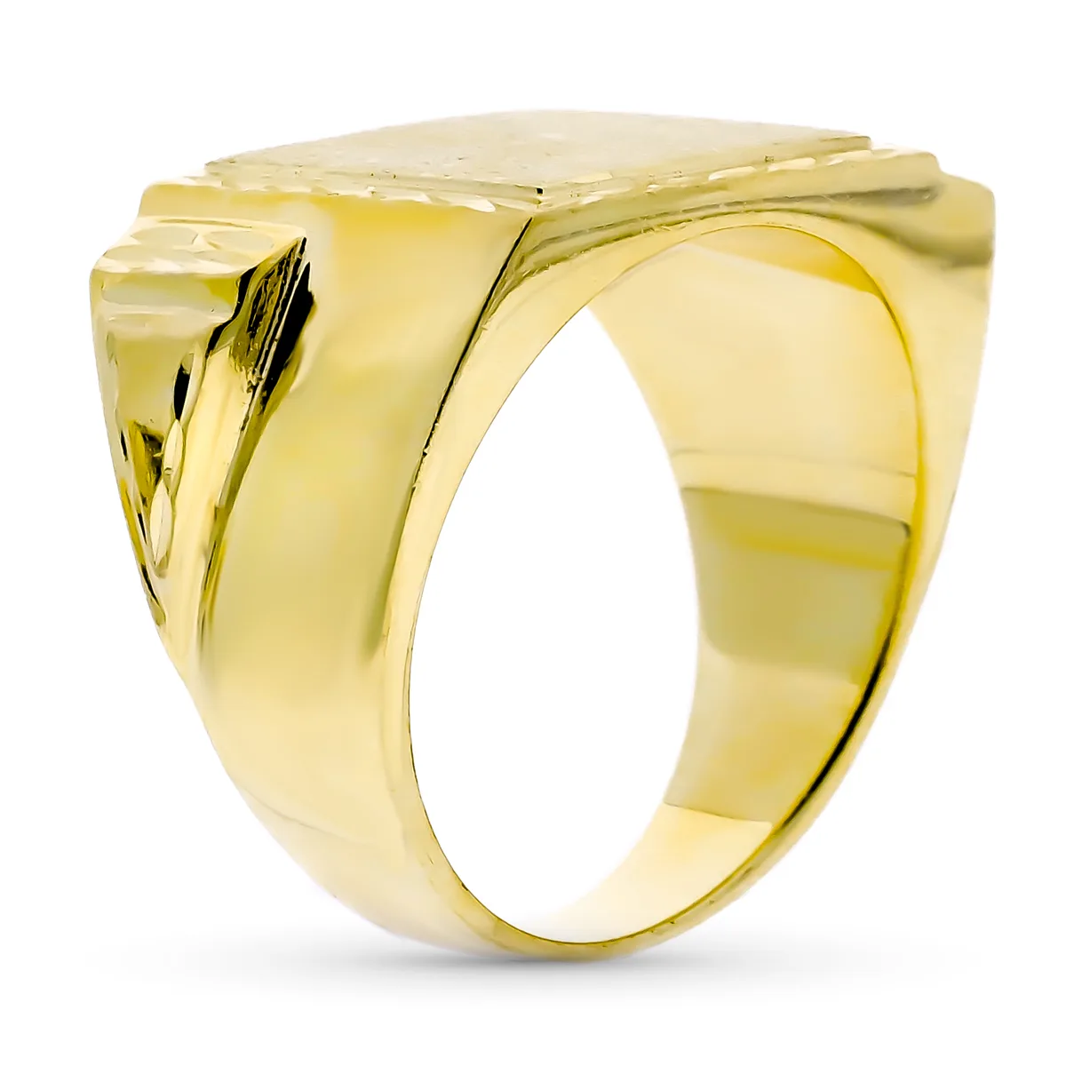 18K SELLO ORO AMARILLO CABALLERO MACIZO CUADRADO 12 X 14MM — vista 2