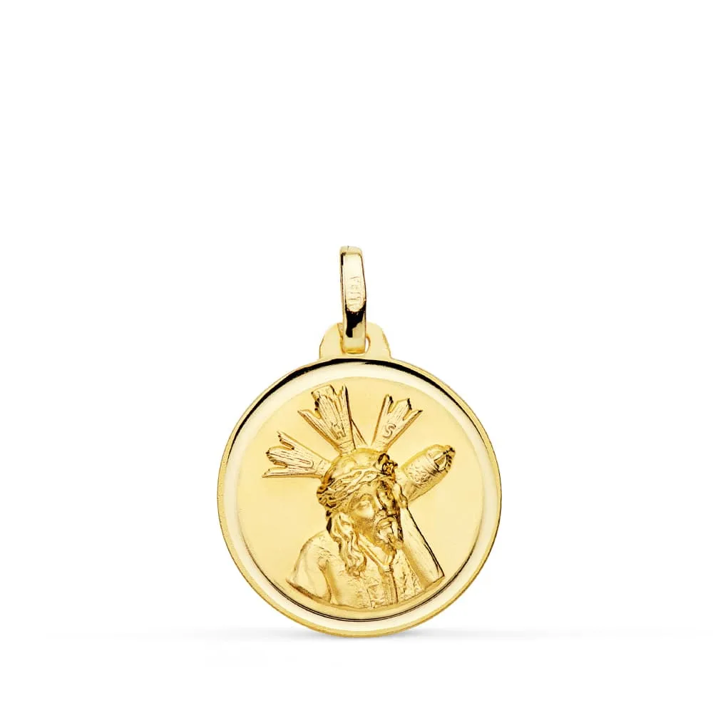 18K MEDALLA ORO AMARILLO CRISTO DEL GRAN PODER BISEL 18 MM