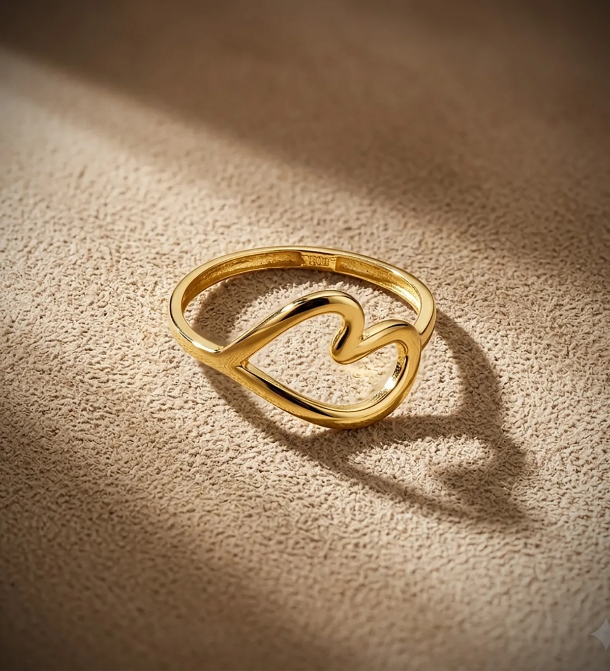 18K SORTIJA ORO AMARILLO CORAZON LISO EN BRILLO. ANCHO: 12 MM C. AMOR — vista 2