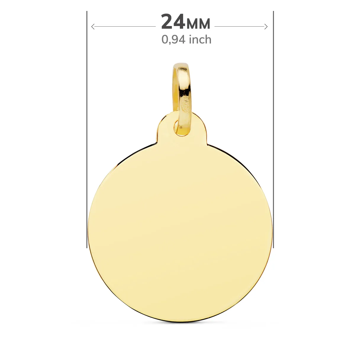 18K PLACA CHAPA ORO AMARILLO DISCO LISO BRILLO 24 MM — vista 2