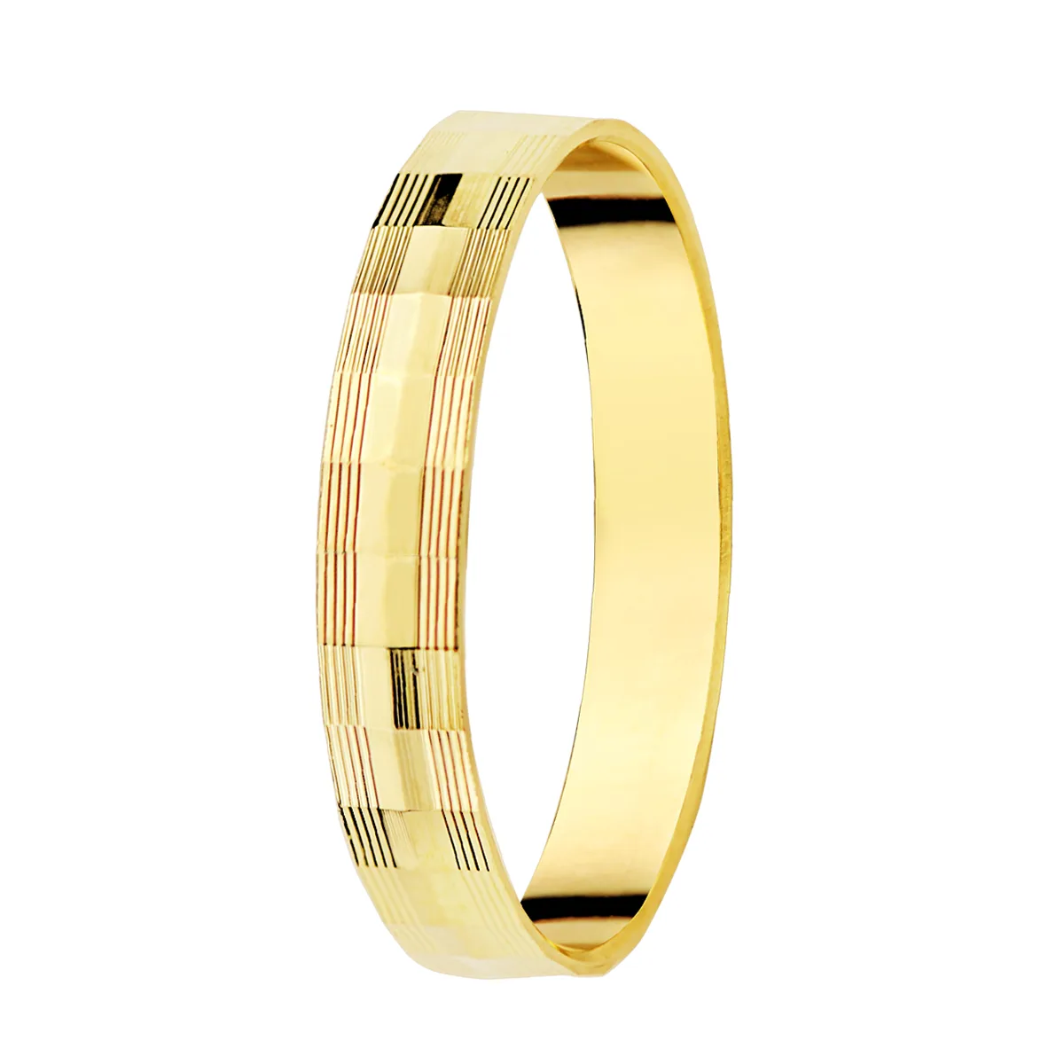 9K ALIANZA ORO AMARILLO TALLADA. ANCHO 3 MM GROSOR 1 MM