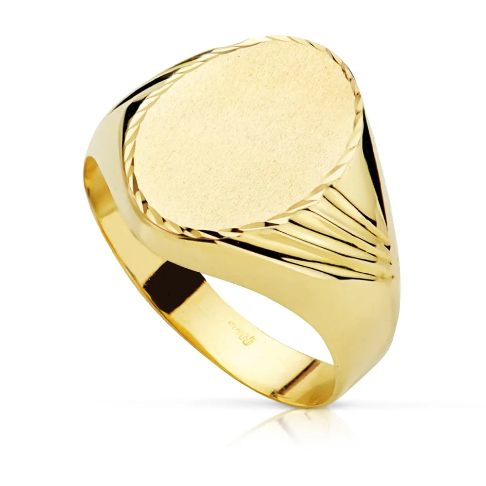 9K SELLO ORO AMARILLO CABALLERO HUECO. ZONA GRABADO 16X12 MM