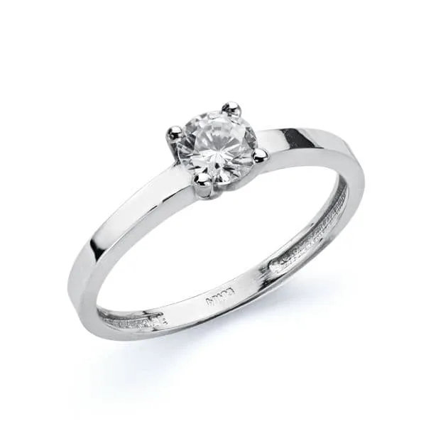 18K SOLITARIO ORO BLANCO 4 MM