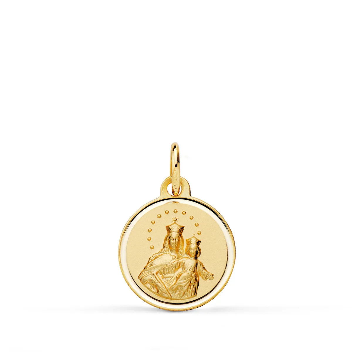 18k MEDALLA ORO AMARILLO VIRGEN MARIA AUXILIADORA BISEL 14 MM