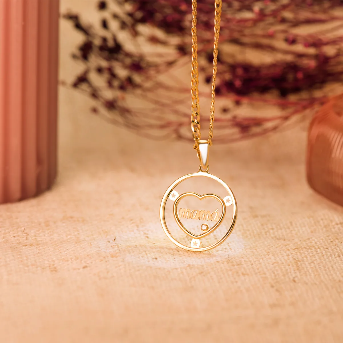 18K COLGANTE ORO AMARILLO CORAZON CON MAMA Y CIRCONITA REDONDO 20MM — vista 2