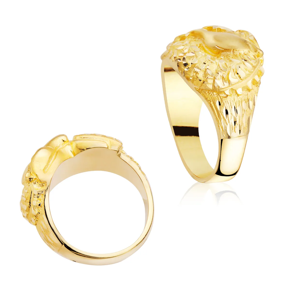 18K SELLO ORO AMARILLO MACIZO DRAGON TALLADO ANCHO 20 MM — vista 2
