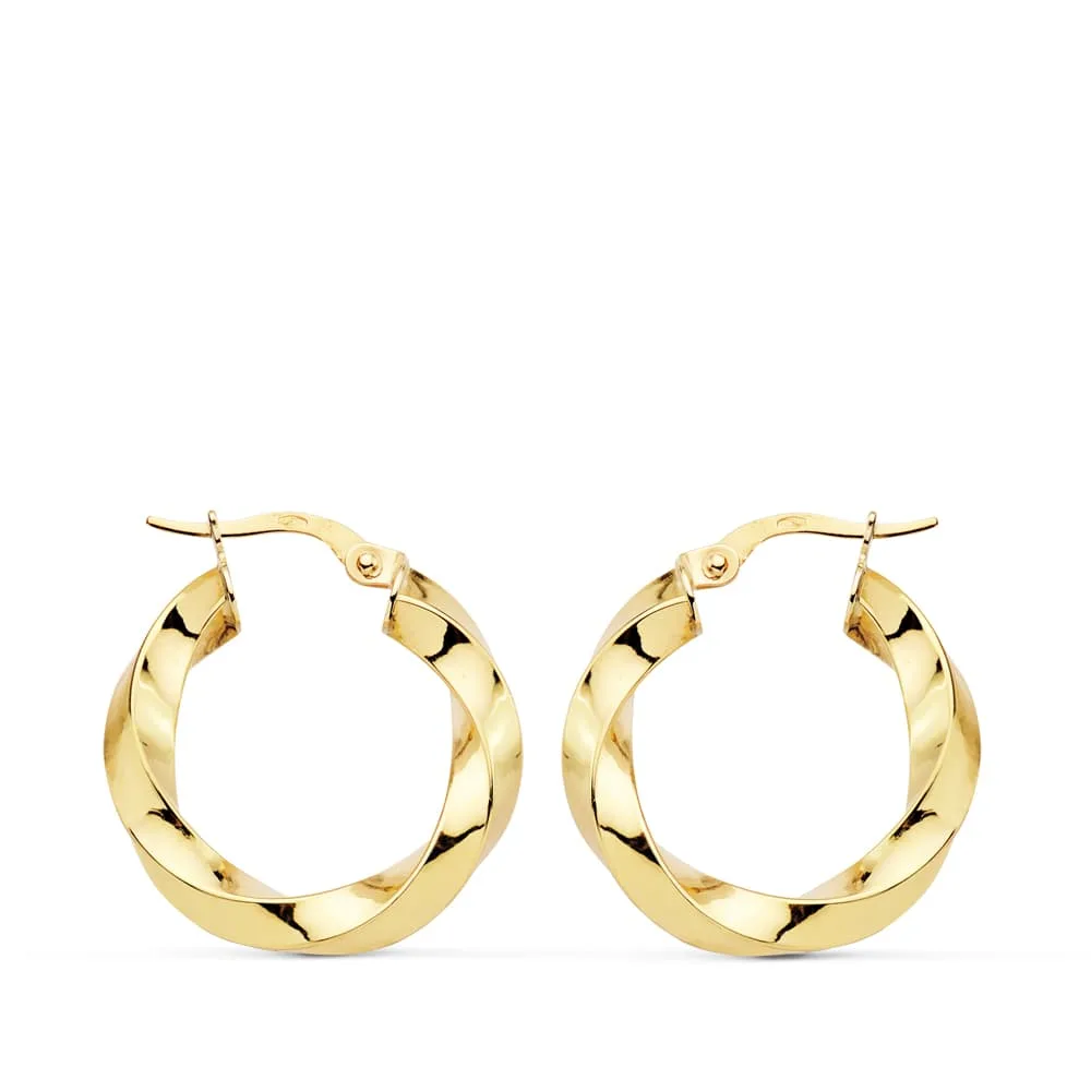 18K AROS ORO AMARILLO BRILLO RETORCIDOS 22X3 MM