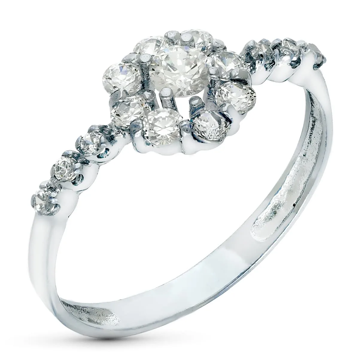 18K SORTIJA ORO BLANCO CUAJO CON CIRCONITAS. ANCHO: 8 MM