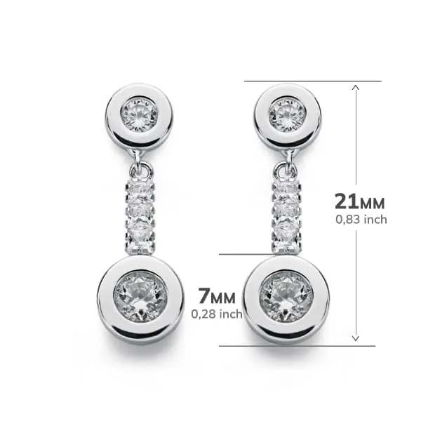 18K PENDIENTES ORO BLANCO CIRCONITA 21X7 MM CIERRE PRESION — vista 2