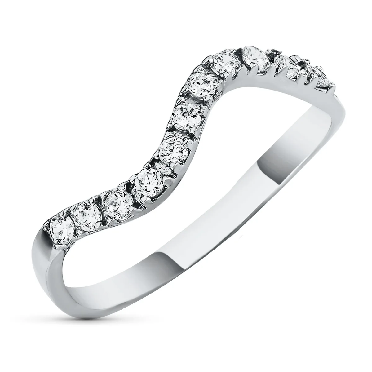 18K SORTIJA ORO BLANCO ONDAS CON CIRCONITAS. ANCHO: 2 MM