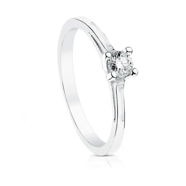 18K SOLITARIO ORO BLANCO DIAMANTES TALLA BRILLANTE 0.200 QTS. SI-H