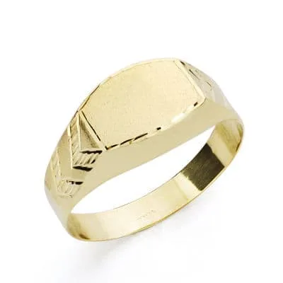 18K SELLO ORO AMARILLO HUECO LATERAL TALLADO. ZONA GRABADO: 9X6 MM