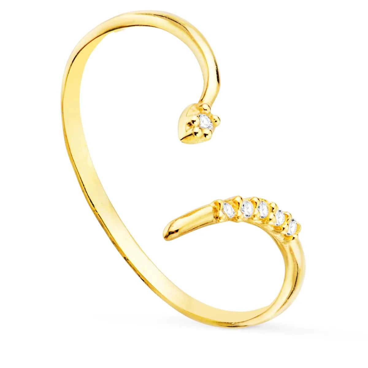 18K SORTIJA ORO AMARILLO SERPIENTE ABIERTA ANCHO TOTAL 10 MM