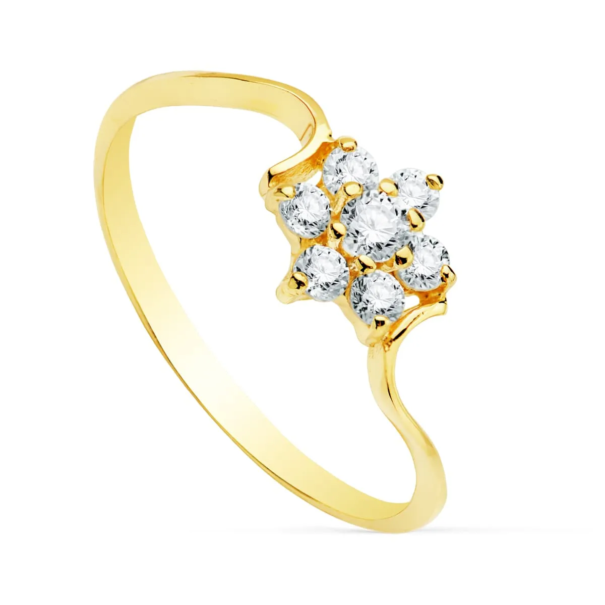 18K SORTIJA ORO AMARILLO CON CUAJO DE 7 MM Y CIRCONITAS