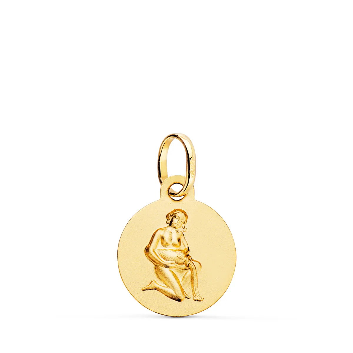 18K MEDALLA ORO AMARILLO HOROSCOPO ORO AMARILLO ORO AMARILLO ACUARIO MATIZADA 13 MM