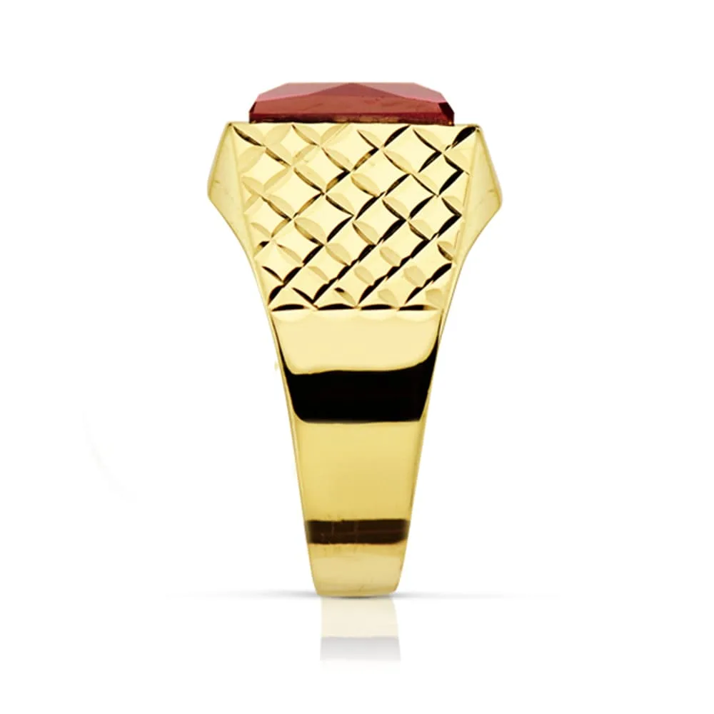 18K SELLO ORO AMARILLO CABALLERO PIEDRA RUBI SPINEL 10X8 MM — vista 2