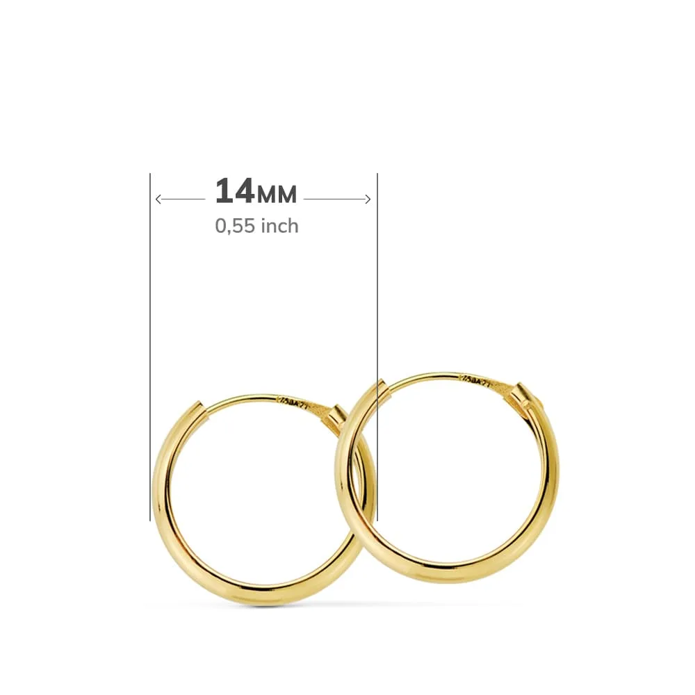 18K AROS ORO AMARILLO MEDIA CAÑA LISOS LIGEROS 14X2 MM — vista 3