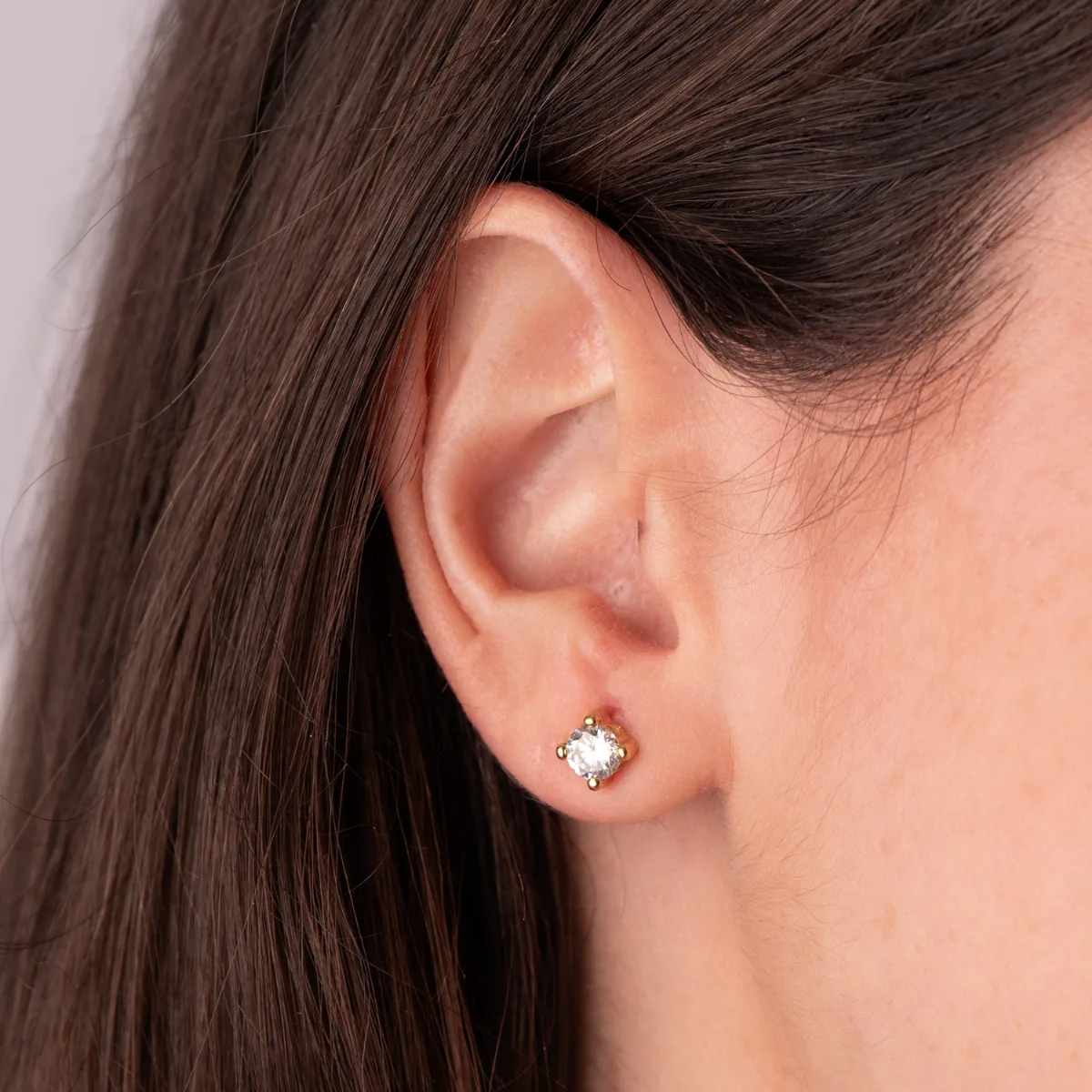 18K PENDIENTES ORO AMARILLO CIRCONITA 5MM CON 4 GARRAS. ANCHO: 5,5 MM. CIERRE TUERCA — vista 2