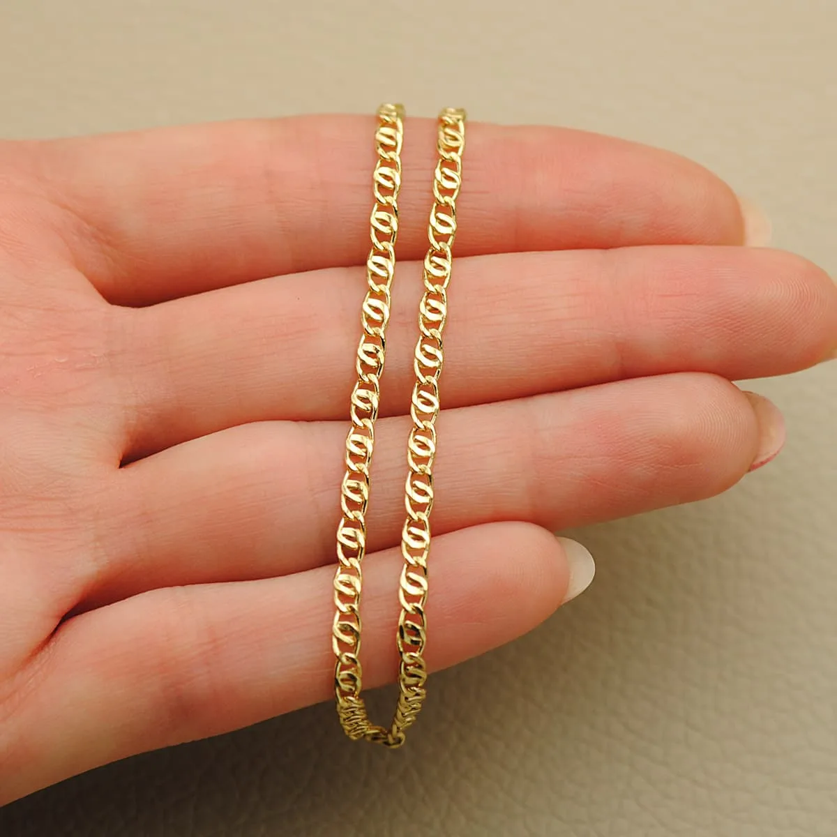 18K CADENA ORO AMARILLO ANCLA HUECA LARGO 45CM ANCHO 3 MM — vista 2