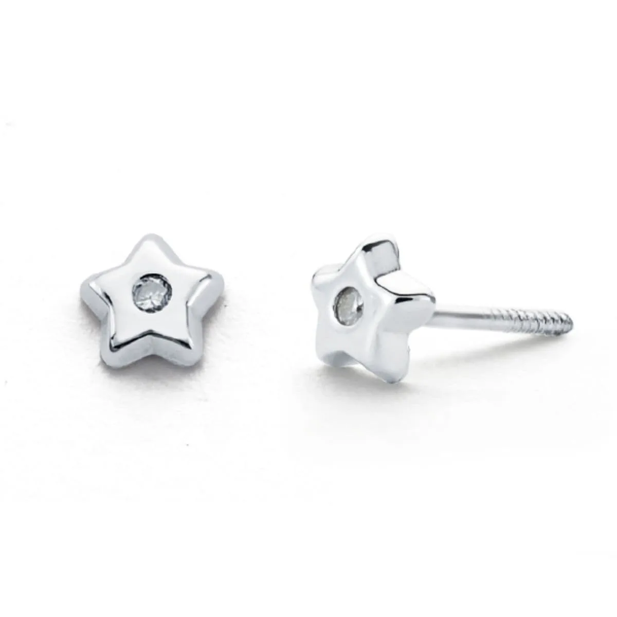 9K PENDIENTES ORO BLANCO DIAMANTES 0.02CTS TUERCA SI-H
