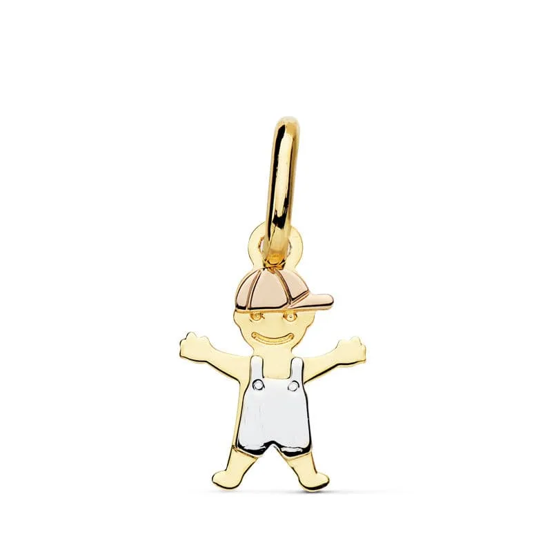 18K COLGANTE ORO TRICOLOR NIÑO MUÑECO 17X12 MM