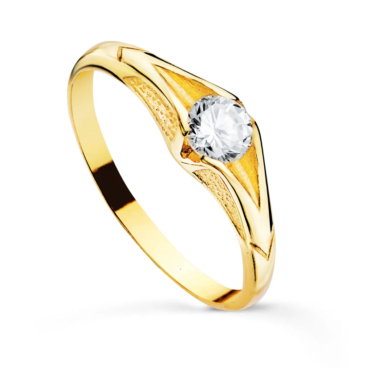 18K SOLITARIO ORO AMARILLO CADETE CIRCONITA 4 MM SIN FORRAR