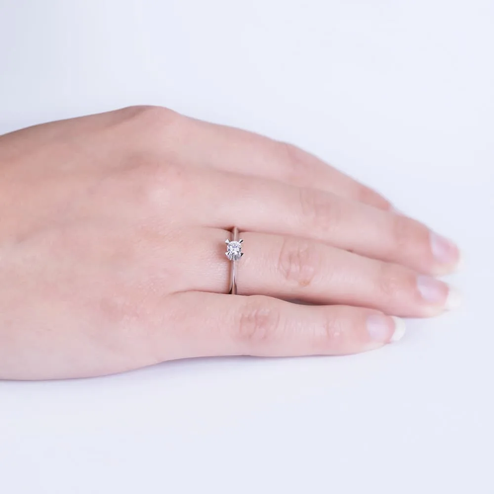 18K SOLITARIO DIAMANTE TALLA BRILLANTE ORO BLANCO 0.200 QTS. SI-H — vista 3
