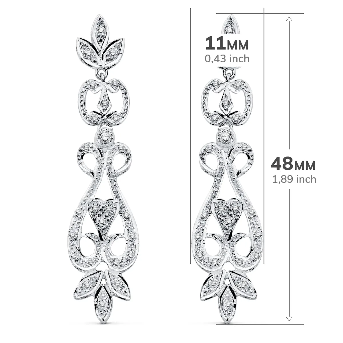 18K PENDIENTES ORO BLANCO CIRCONITA PRESION — vista 2