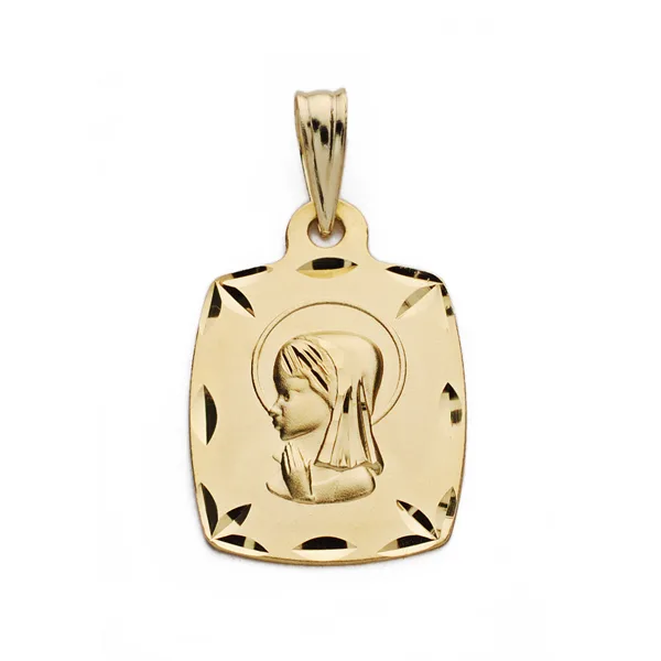 18K MEDALLA ORO AMARILLO VIRGEN NIÑA TONEL 19X13 MM