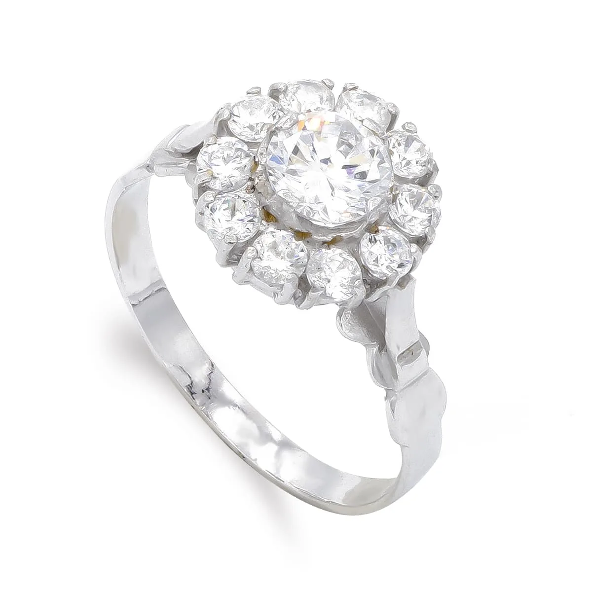 18K SORTIJA ORO BLANCO CUAJO CON CIRCONITAS. ANCHO: 11 MM