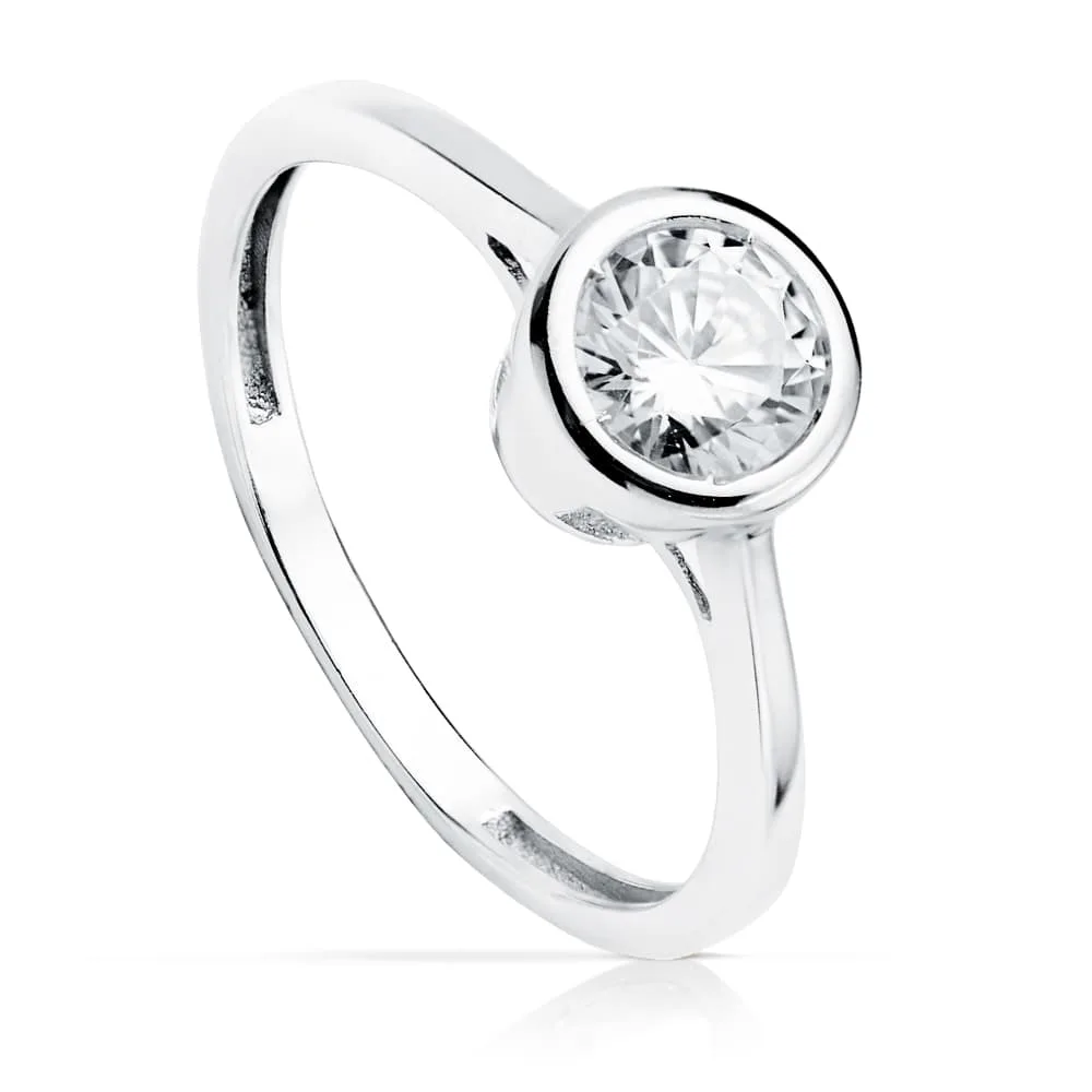 18K SOLITARIO ORO BLANCO CON CIRCONITA 5.5 MM