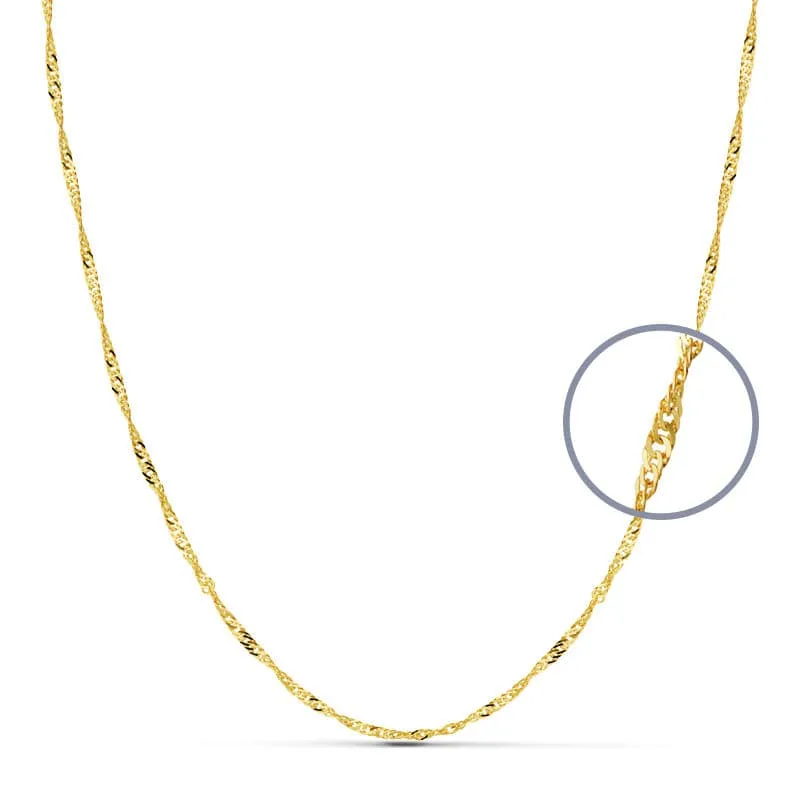 18K CADENA ORO AMARILLO MACIZA SINGAPUR 40CM 1.8 MM